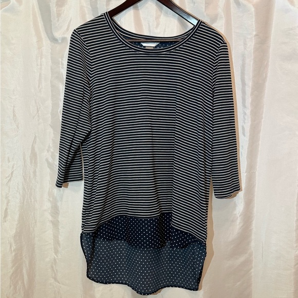 Christopher & Banks Striped Polka Dot Layered Tunic Top | Size Large - Picture 1 of 7